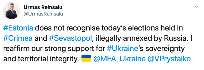 Естонія оприлюднила позицію щодо &quot;виборів&quot; в Криму